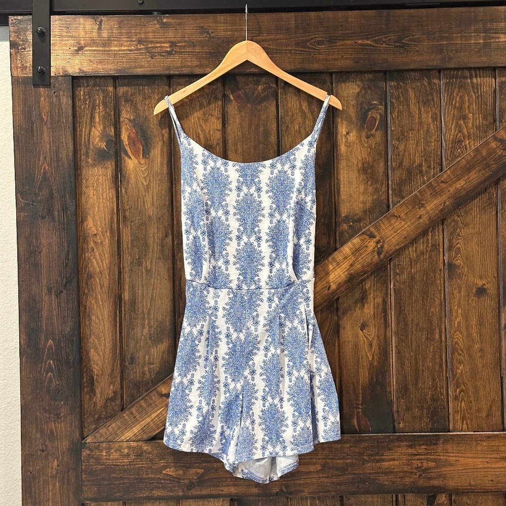 Blue and White Romper